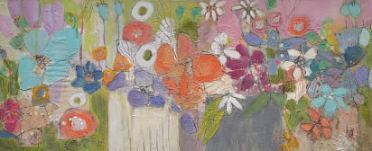 "Blütenzart", Acryl-Mischtechnik, 70 x 30 cm