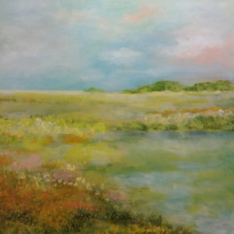 "Frühjarsfelder", Acrylmischtechnik, 80 x 80 cm (verkauft)