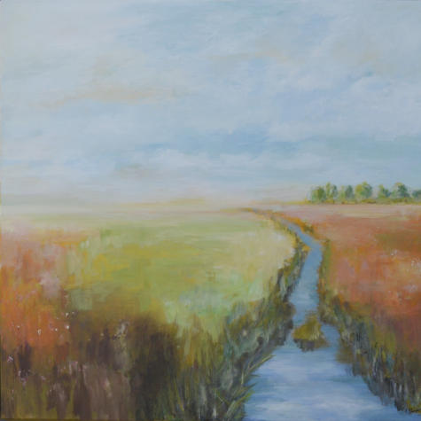 "Polderkanal", Acrylmischtechnik, 80 x 80 cm