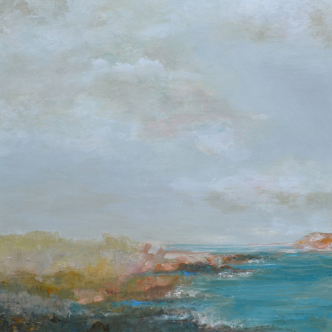 "Felsen im Meer", Acrylmischtechnik, 50 x 50 cm