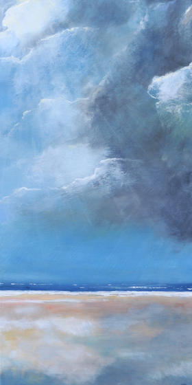 "Sonnengruß", Acrylmischtechnik, 50 x 100 cm