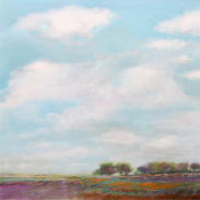 "Pflauenbäume", Acrylmischtechnik, 80 x 80 cm