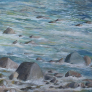 "Flusssteine", Acrylmischtechnik, 100 x 100 cm