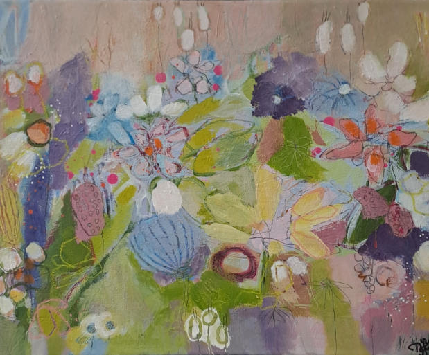 "Sonnengarten", Acryl-Mischtechnik, 60 x 50 cm