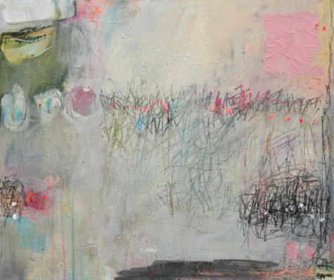 "Traces with pink", Mixed media, 60 x 50 cm