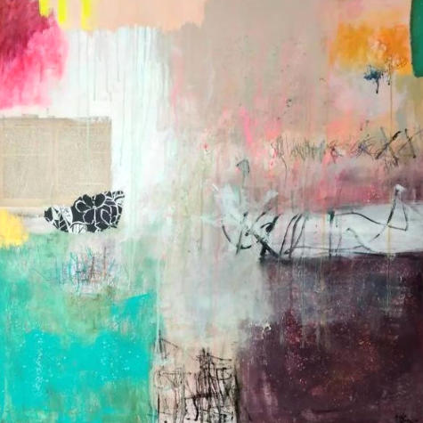 "Untold stories", Mixed media, Acryl auf Leinwand, 80 x 80 cm