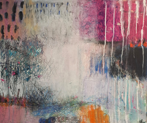 Aus der Serie SURFACES: "Beneath someone‘s surface", Acrylmischtechnik auf Leinwand, 60 x 50 cm